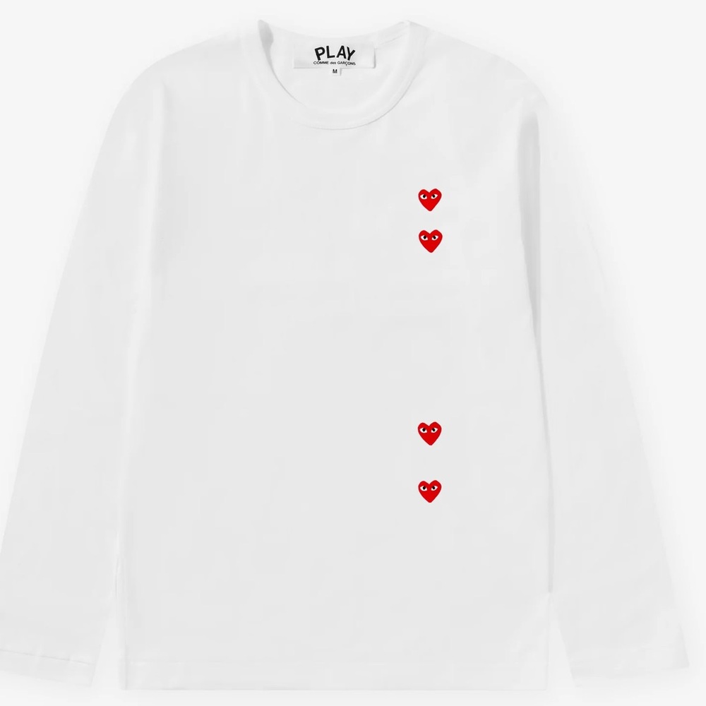 Comme Des Garçon white LS tee, $60, NWT